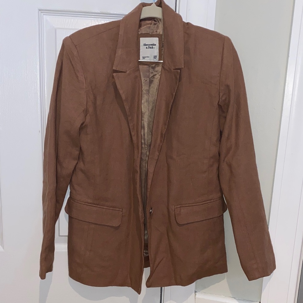 Abercrombie & Fitch Women's Tan/Light Brown Linen Blazer